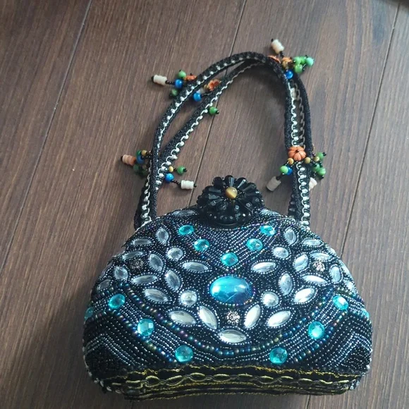 Handmade Beaded & Rhinestone Handbag - Picture 2 of 12